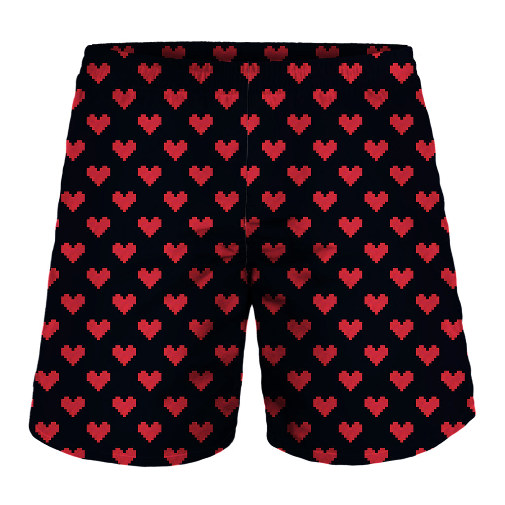 Pixel Heart Pattern Print Men's Shorts