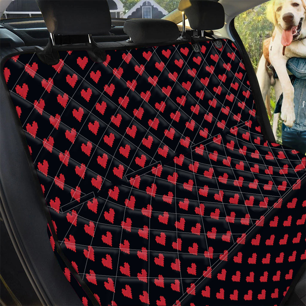 Pixel Heart Pattern Print Pet Car Back Seat Cover