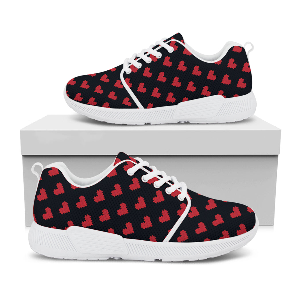 Pixel Heart Pattern Print White Athletic Shoes