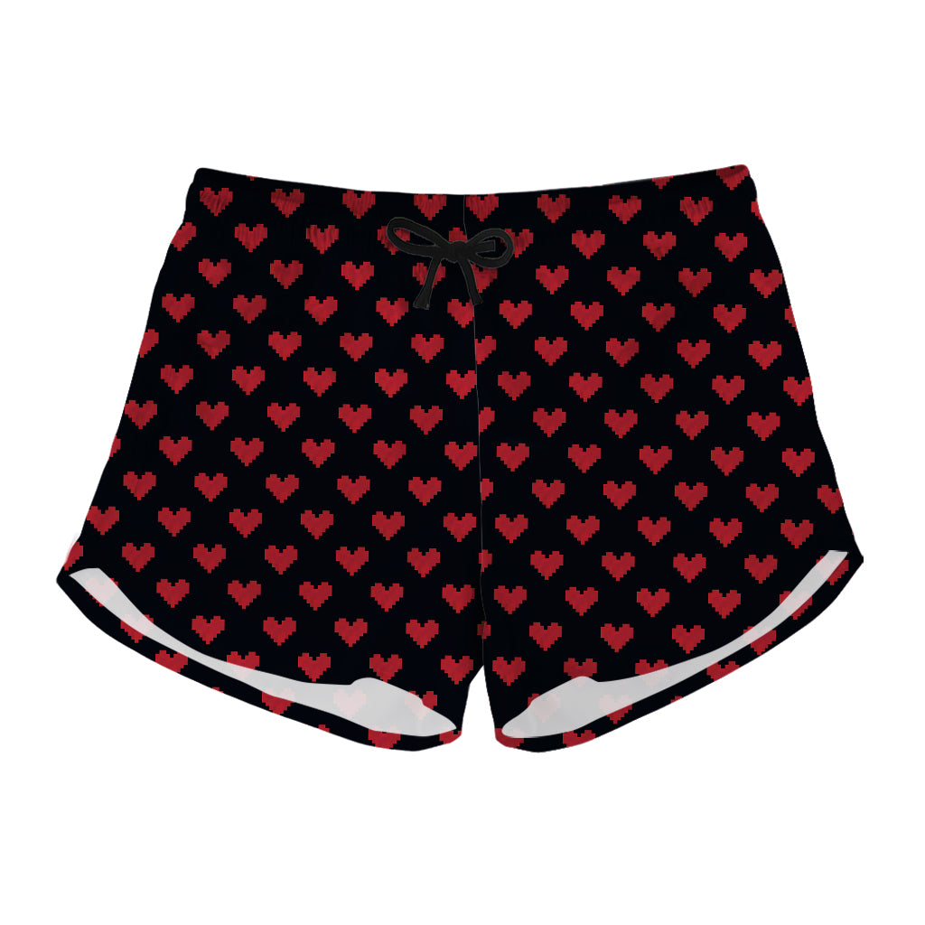 Pixel Heart Pattern Print Women's Shorts