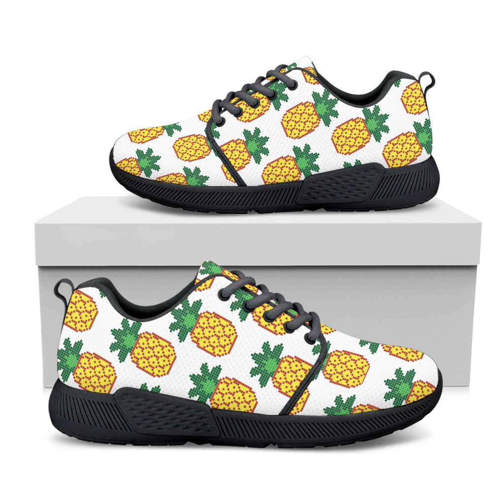 Pixel Pineapple Pattern Print Black Athletic Shoes