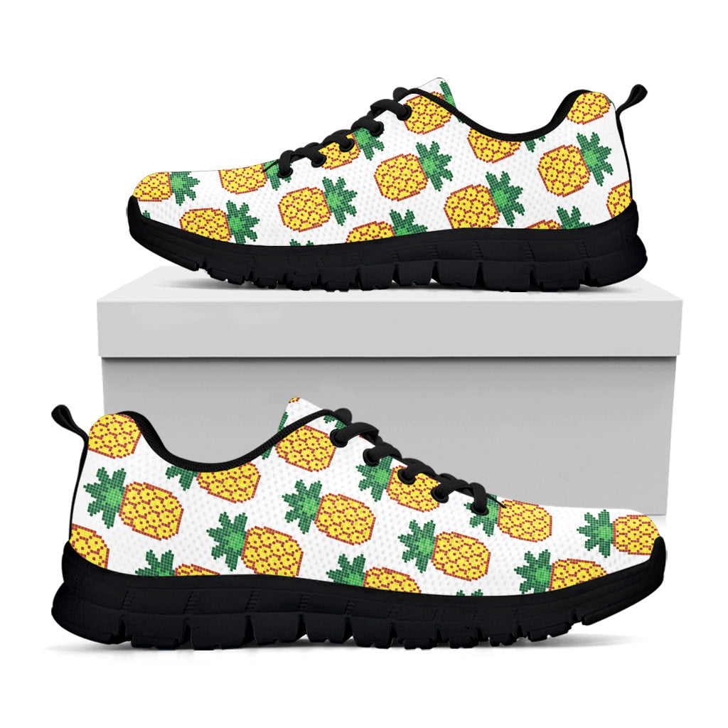 Pixel Pineapple Pattern Print Black Sneakers