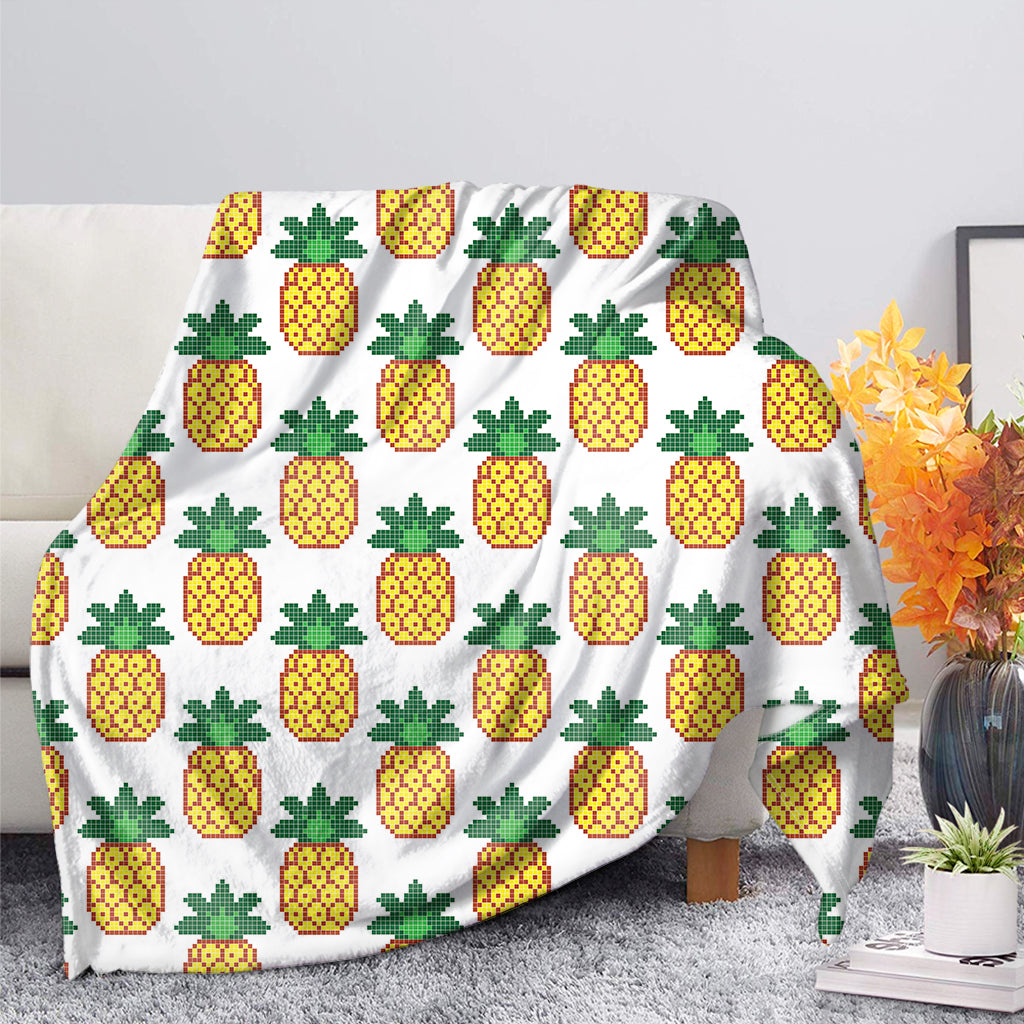 Pixel Pineapple Pattern Print Blanket