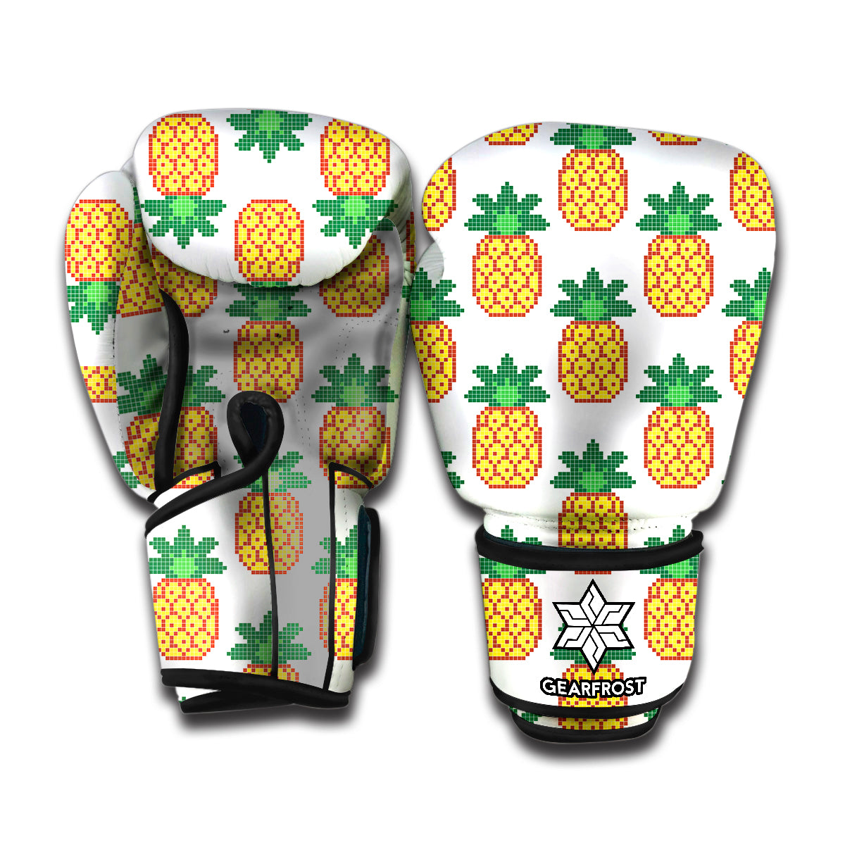 Pixel Pineapple Pattern Print Boxing Gloves