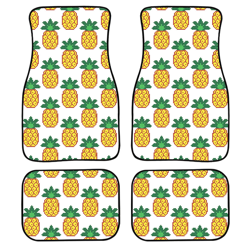 Pixel Pineapple Pattern Print Front and Back Car Floor Mats