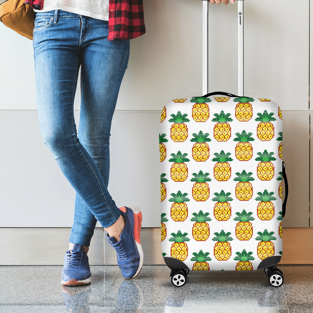 Pixel Pineapple Pattern Print Luggage Cover