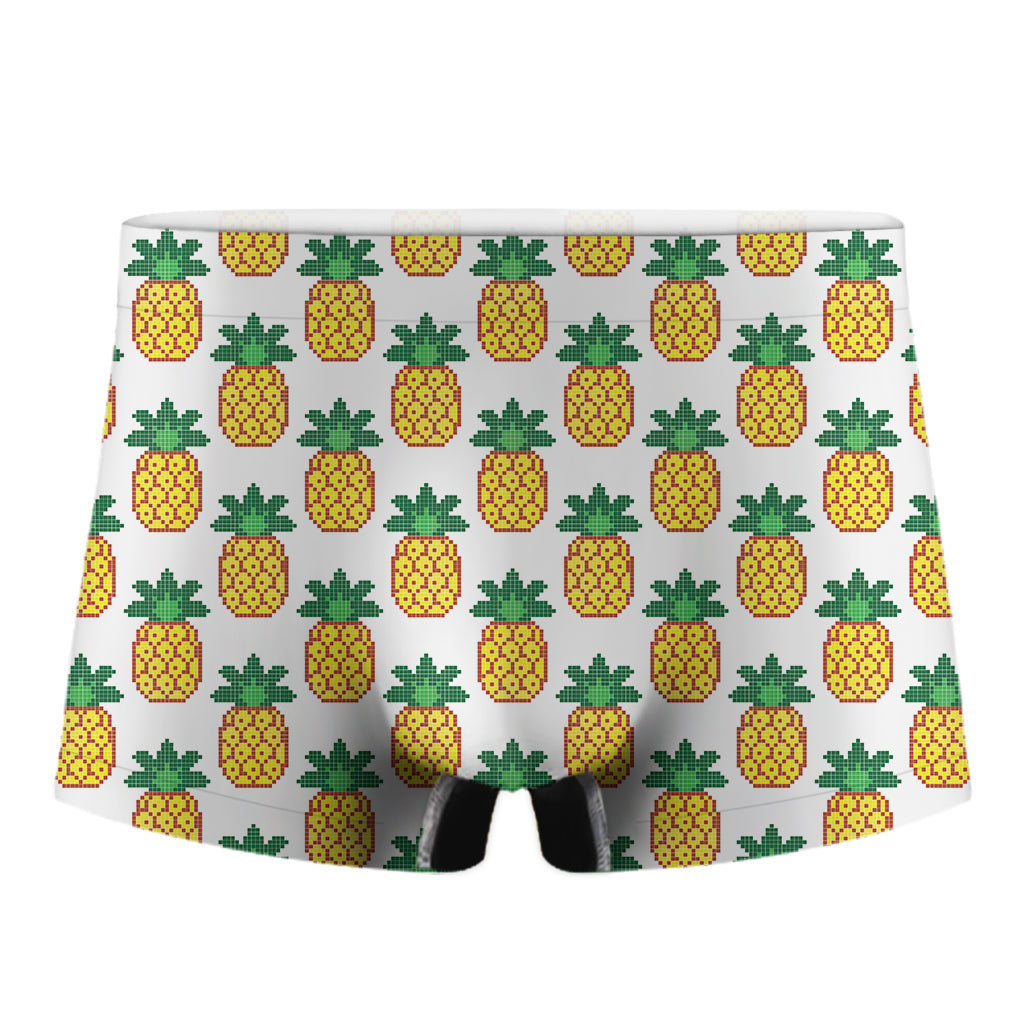 Pixel Pineapple Pattern Print Men's Boxer Briefs