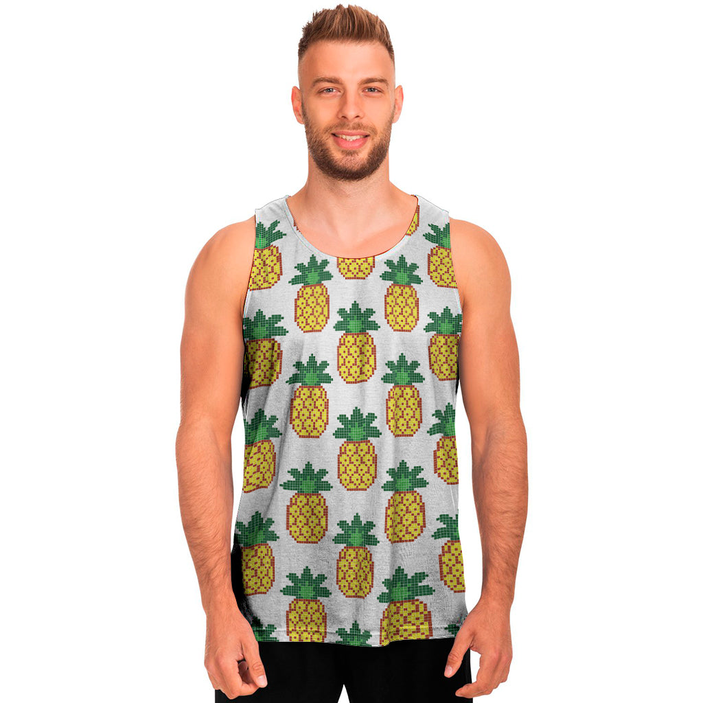 Pixel Pineapple Pattern Print Men's Tank Top