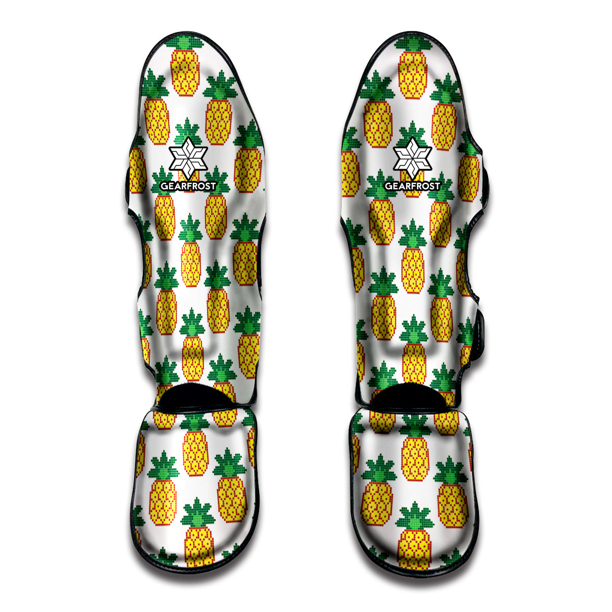 Pixel Pineapple Pattern Print Muay Thai Shin Guards