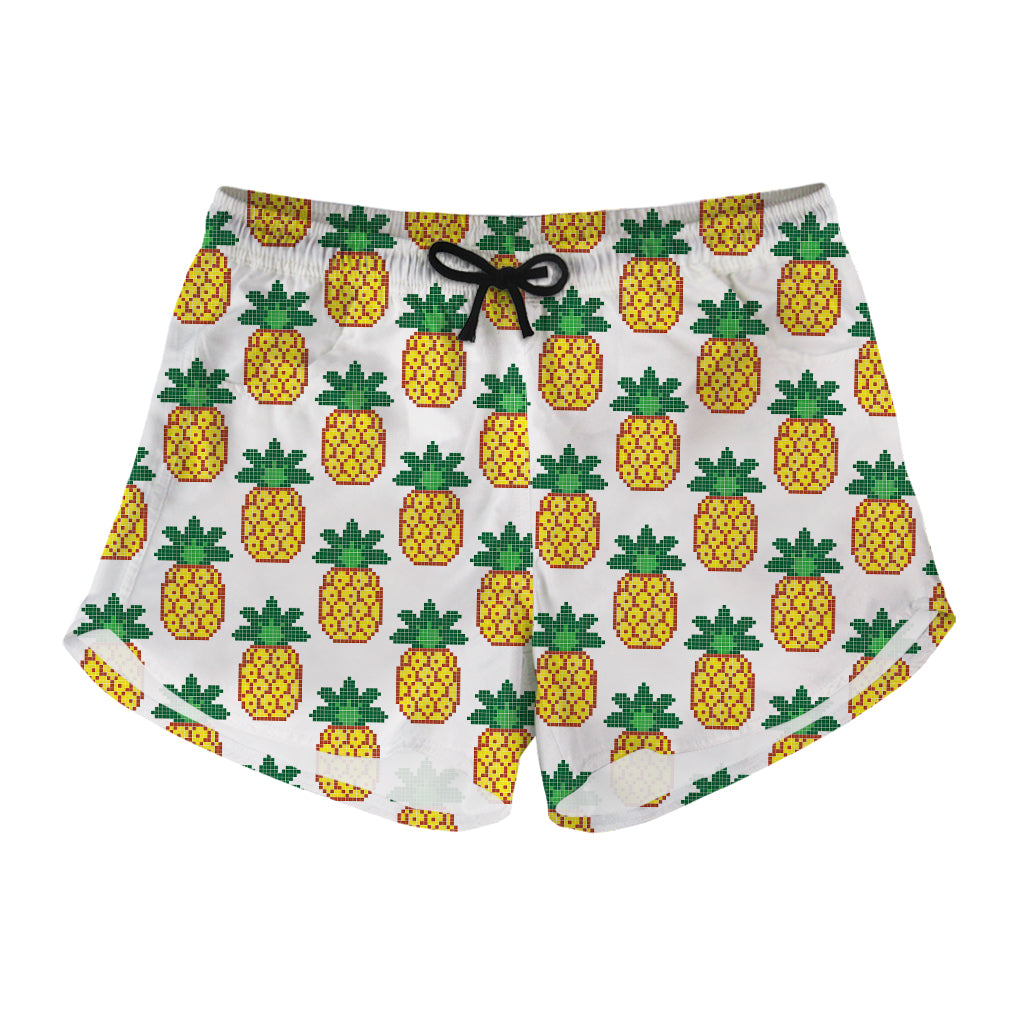 Pixel Pineapple Pattern Print Women's Shorts