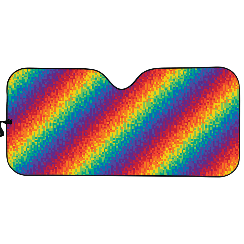 Pixel Rainbow Pattern Print Car Sun Shade