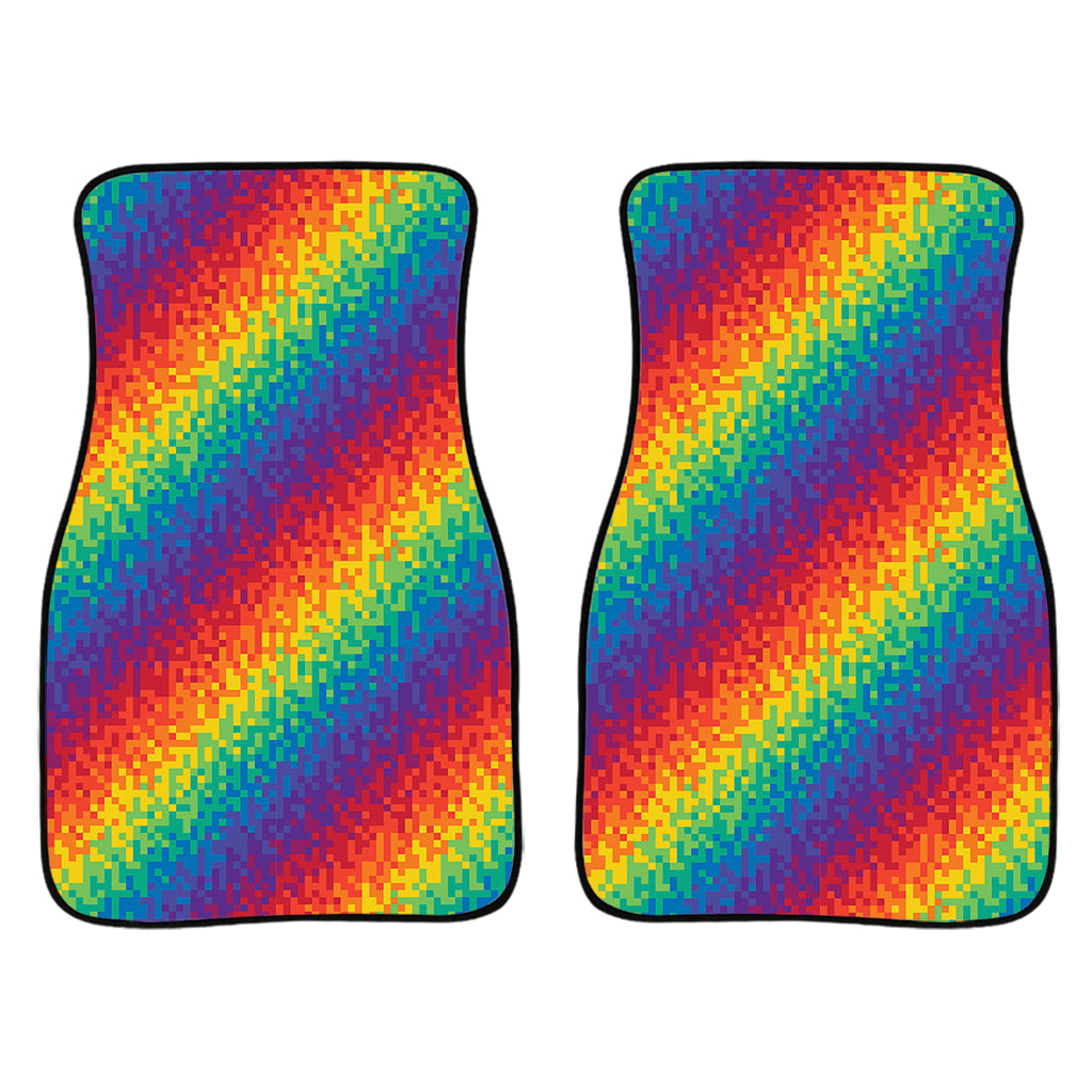 Pixel Rainbow Pattern Print Front Car Floor Mats