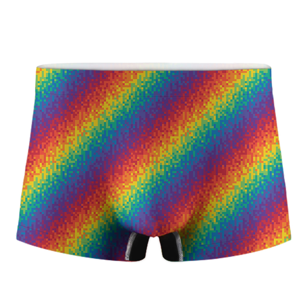 Pixel Rainbow Pattern Print Men's Boxer Briefs