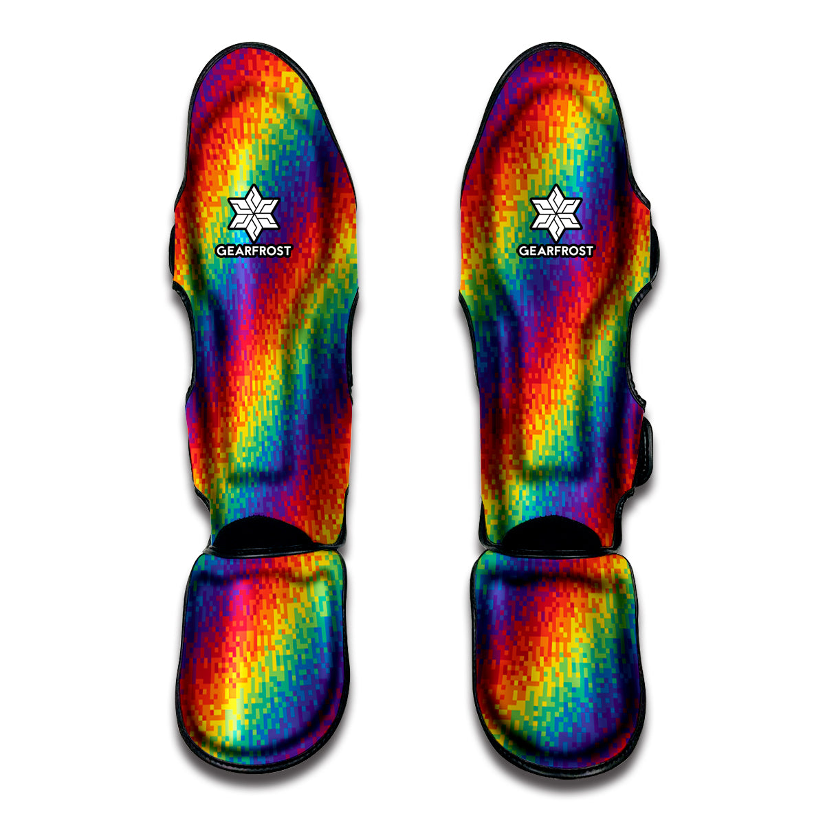 Pixel Rainbow Pattern Print Muay Thai Shin Guards