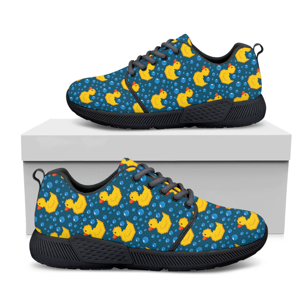 Pixel Rubber Duck Pattern Print Black Athletic Shoes