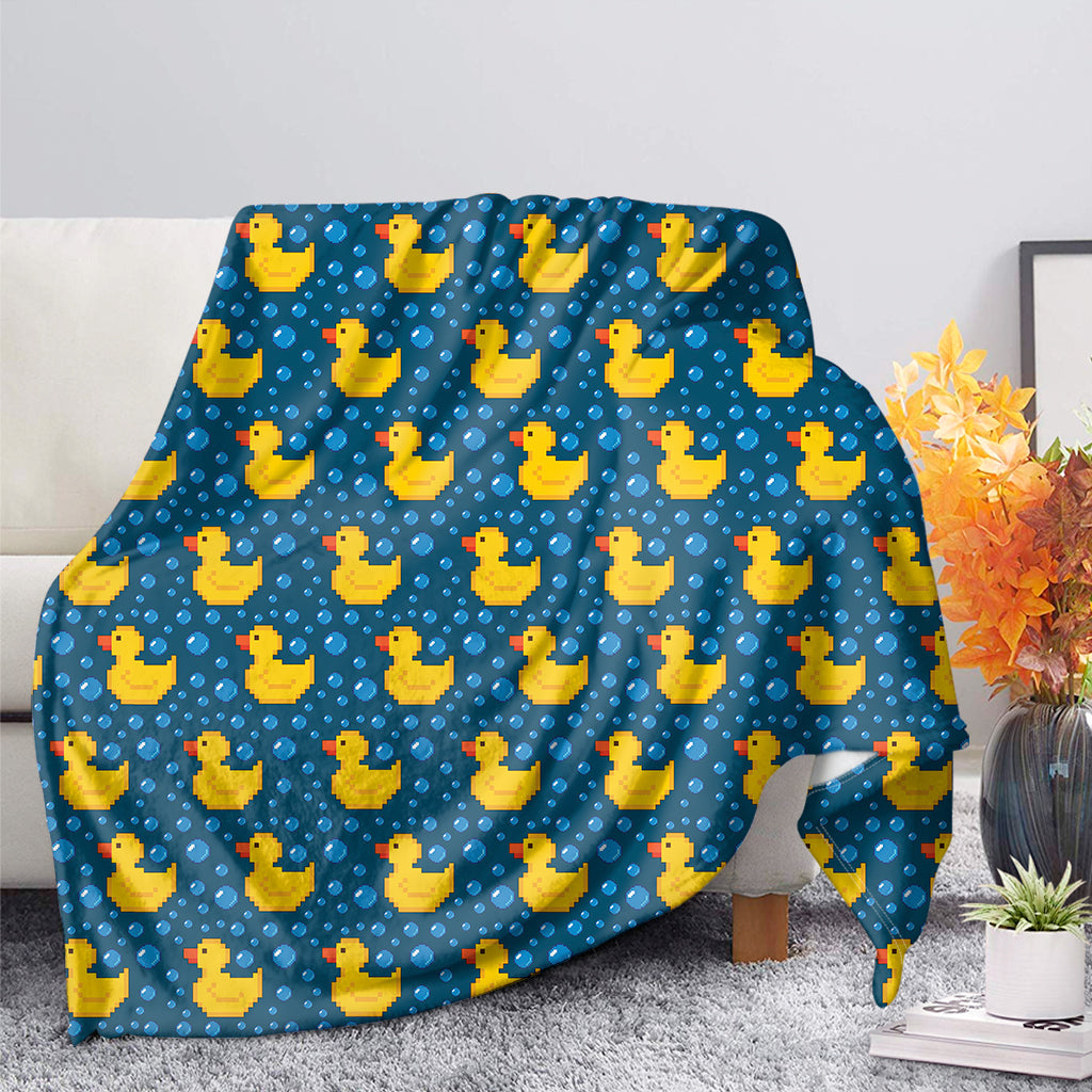 Pixel Rubber Duck Pattern Print Blanket