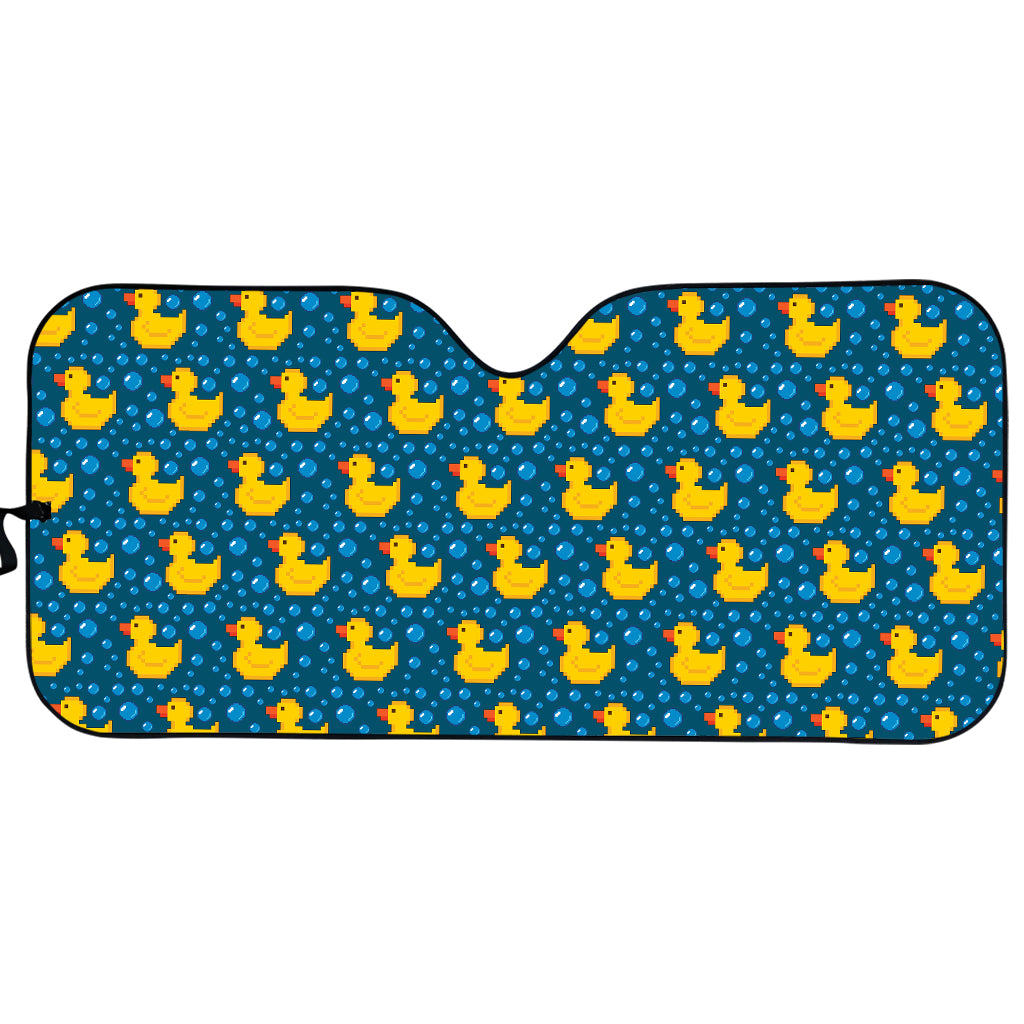 Pixel Rubber Duck Pattern Print Car Sun Shade