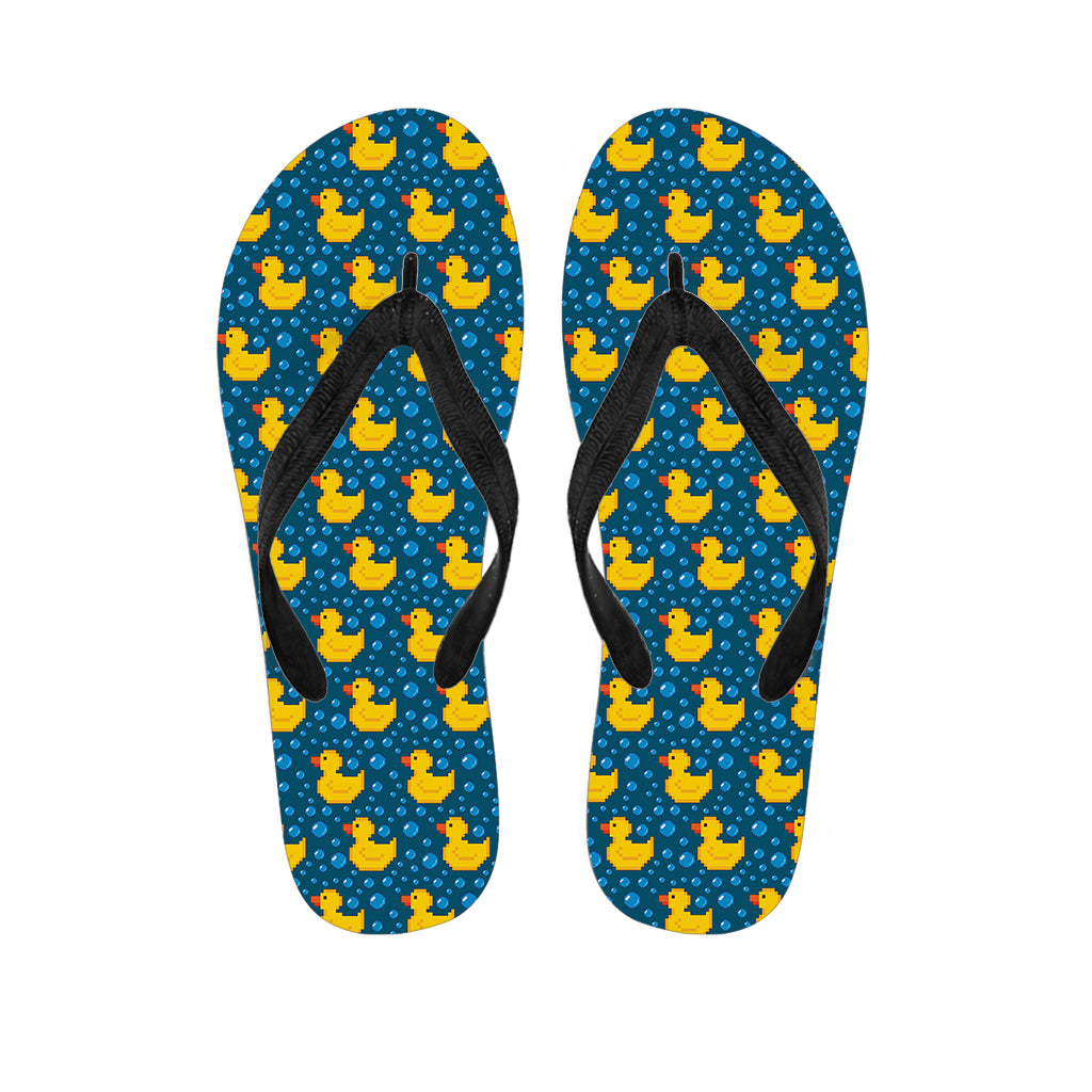 Pixel Rubber Duck Pattern Print Flip Flops