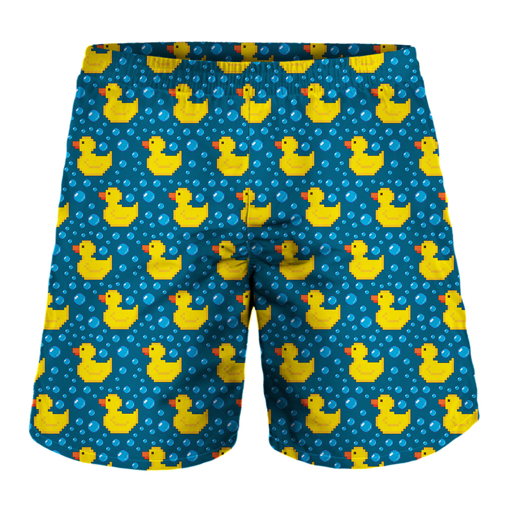 Pixel Rubber Duck Pattern Print Men's Shorts