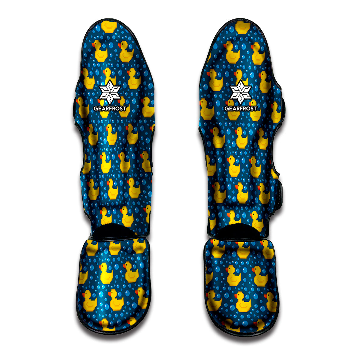 Pixel Rubber Duck Pattern Print Muay Thai Shin Guards