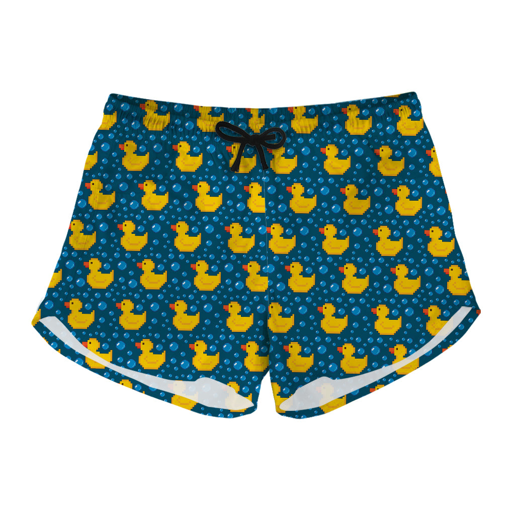 Pixel Rubber Duck Pattern Print Women's Shorts