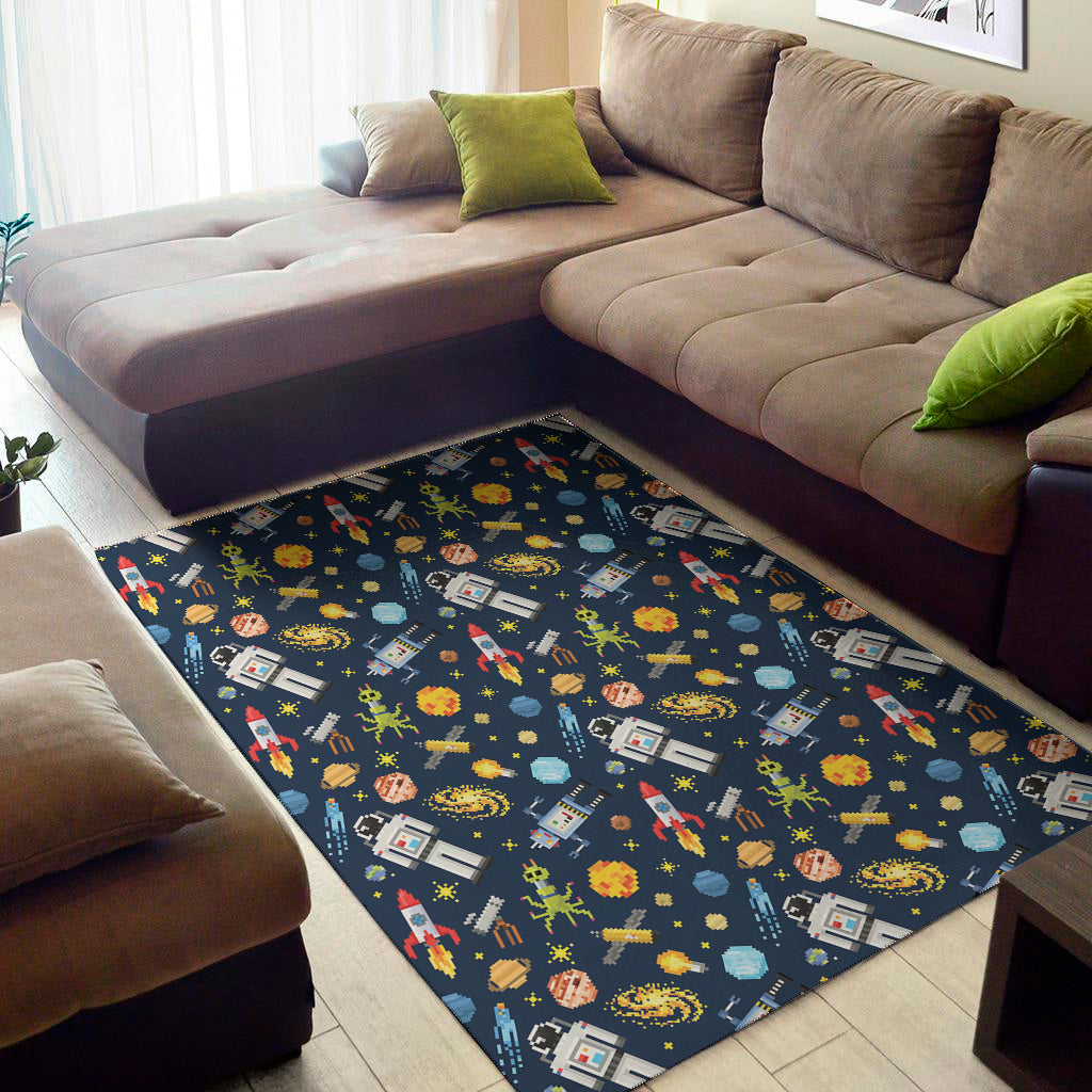 Pixel Space Pattern Print Area Rug