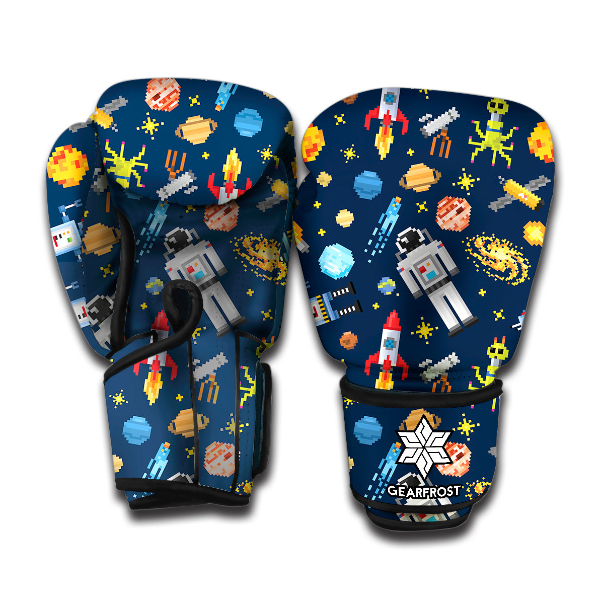 Pixel Space Pattern Print Boxing Gloves