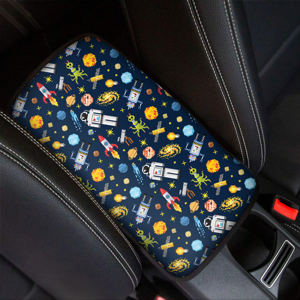 Pixel Space Pattern Print Car Center Console Cover