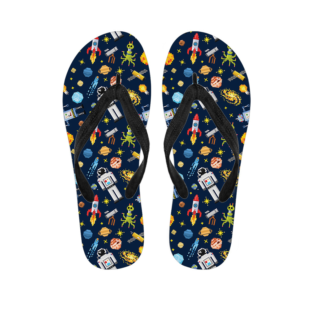 Pixel Space Pattern Print Flip Flops