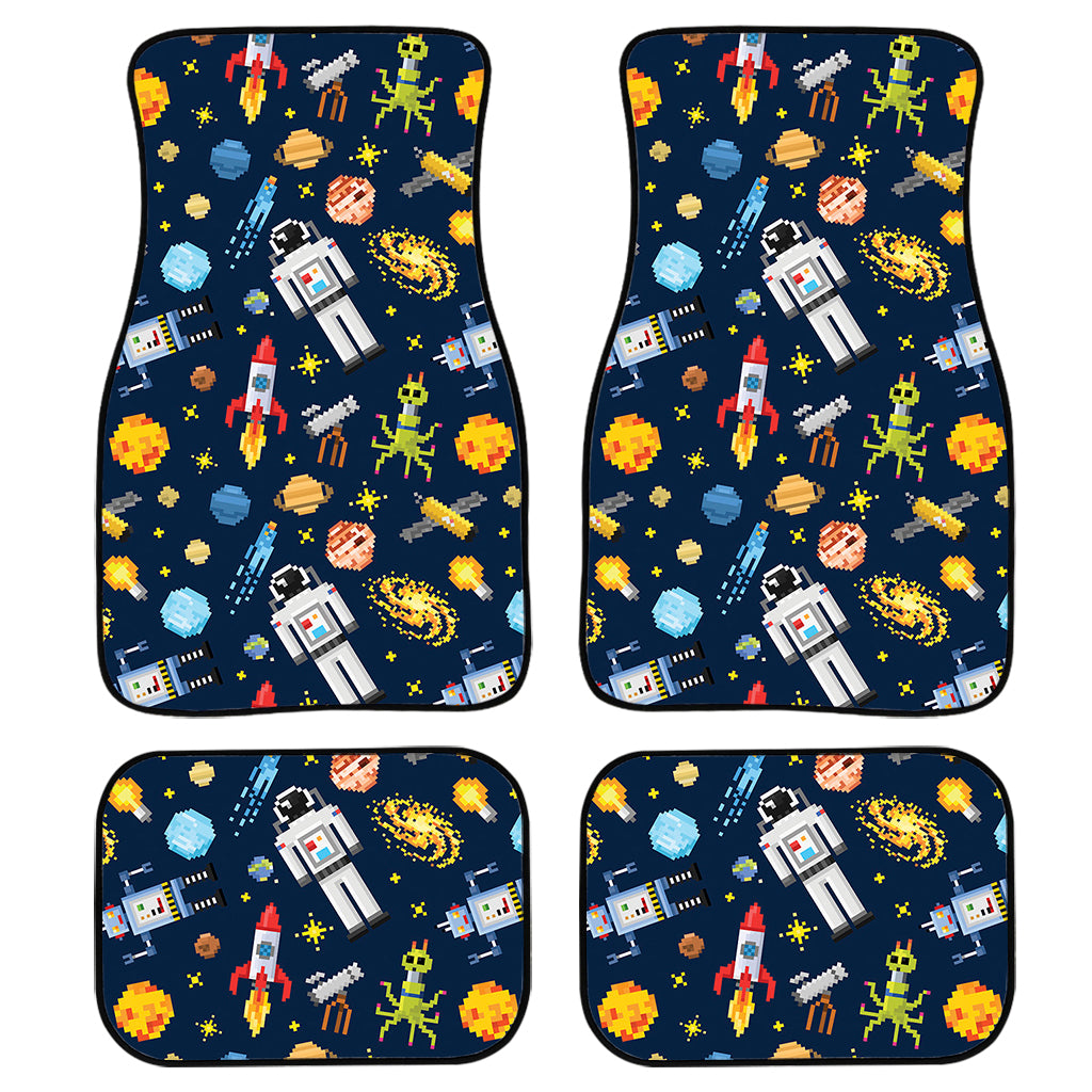 Pixel Space Pattern Print Front and Back Car Floor Mats