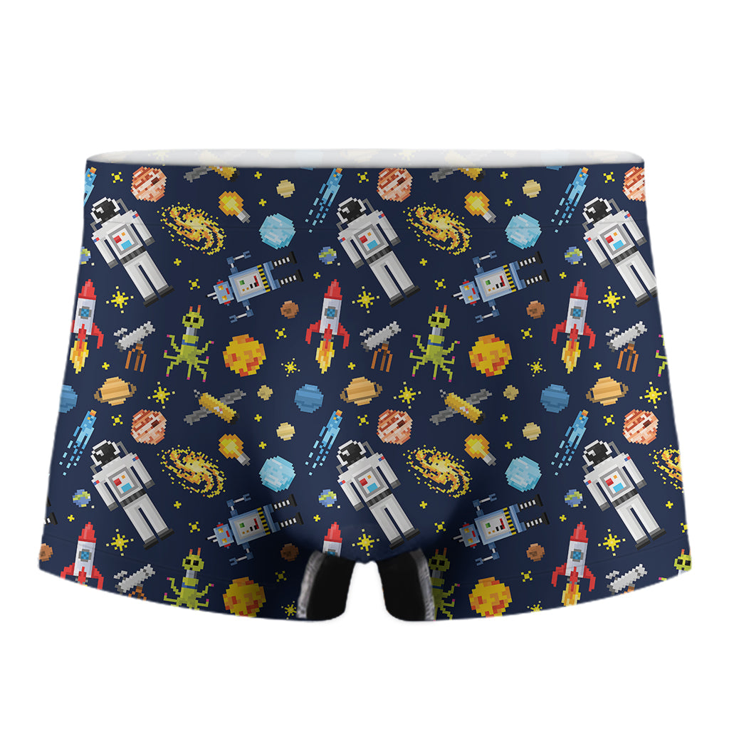 Pixel Space Pattern Print Men's Boxer Briefs