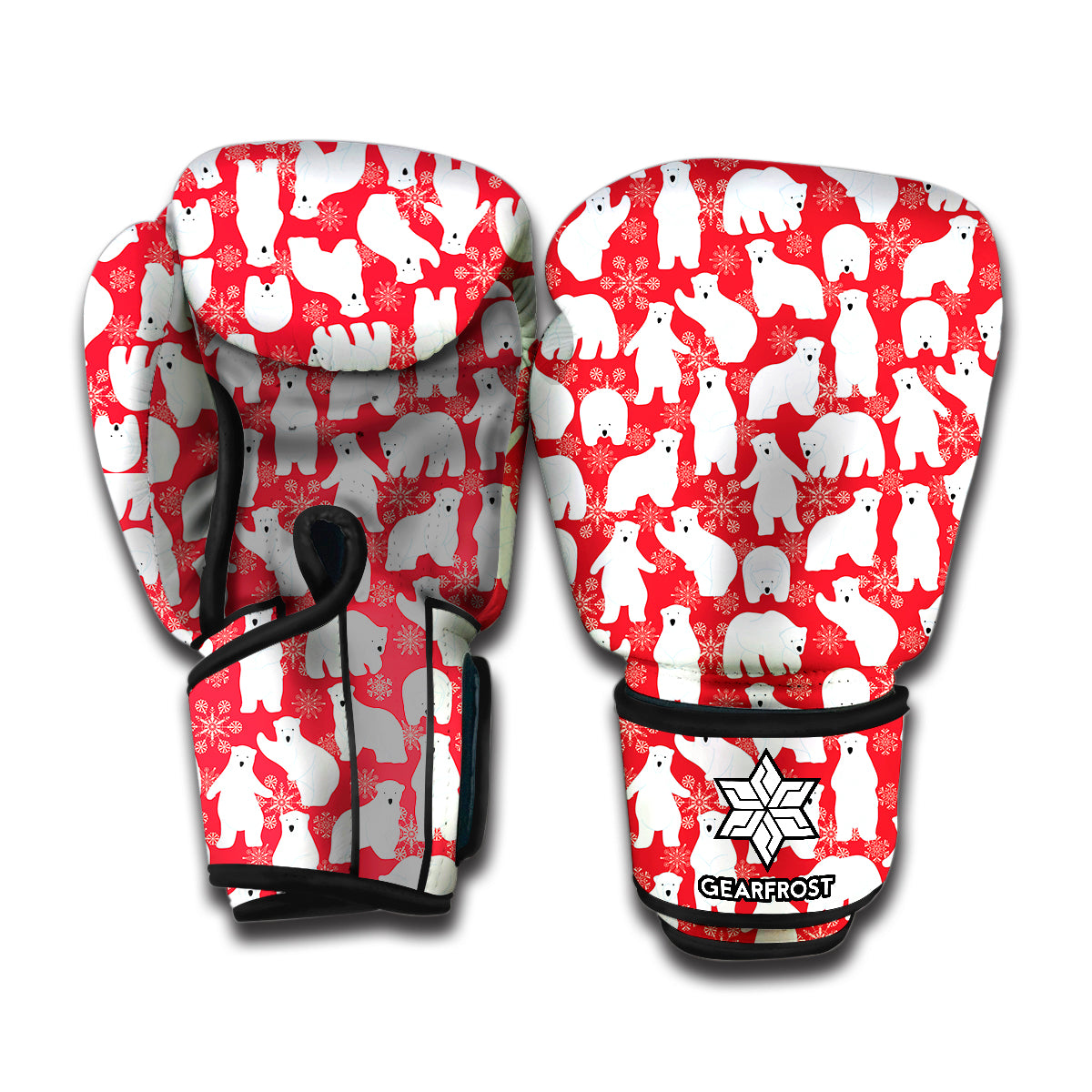 Polar Bear And Snowflake Pattern Print Boxing Gloves