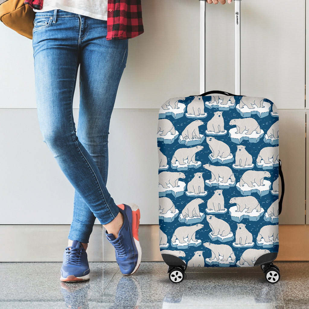 Polar Bear On Ice Pattern Print Luggage Cover