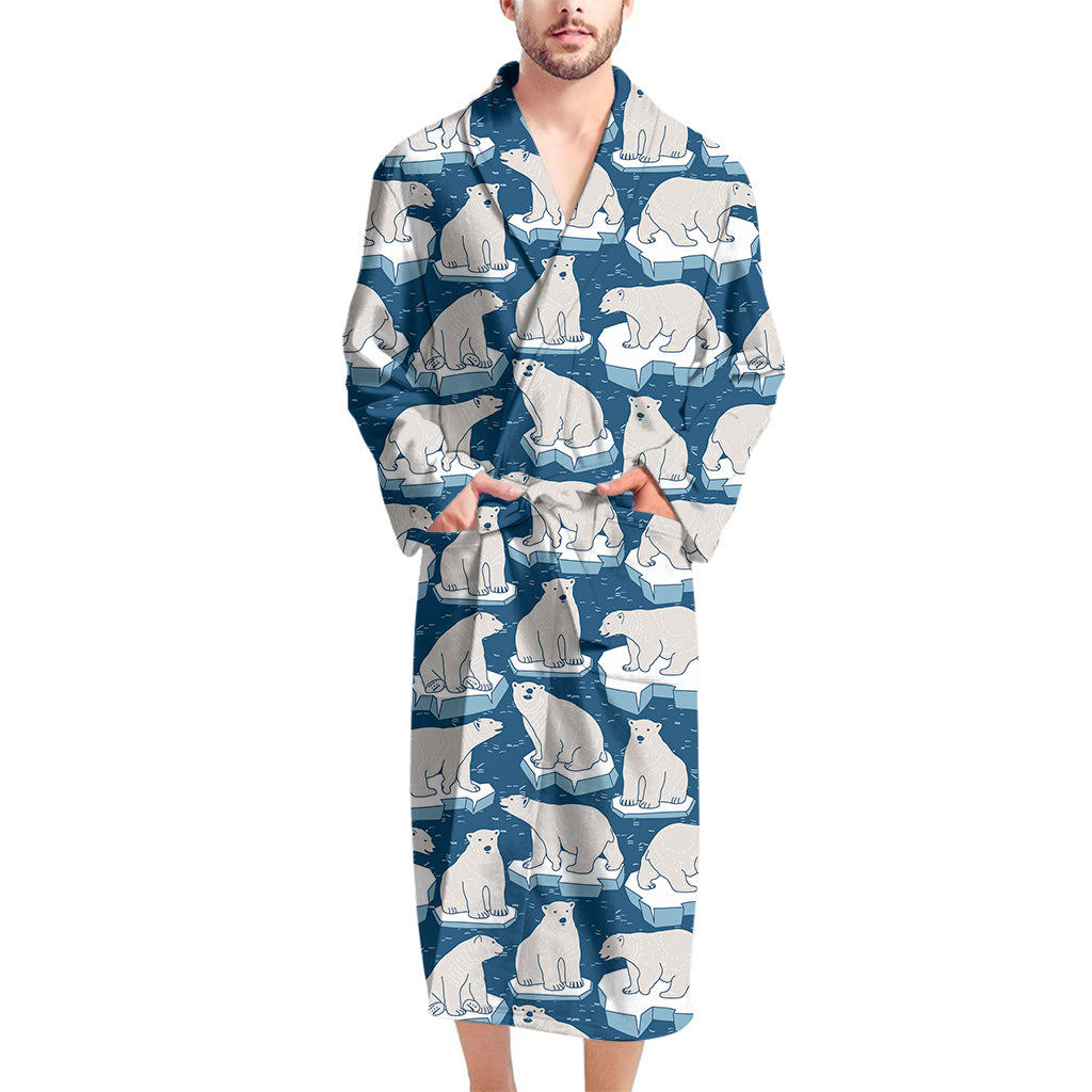 Polar Bear On Ice Pattern Print Men's Bathrobe