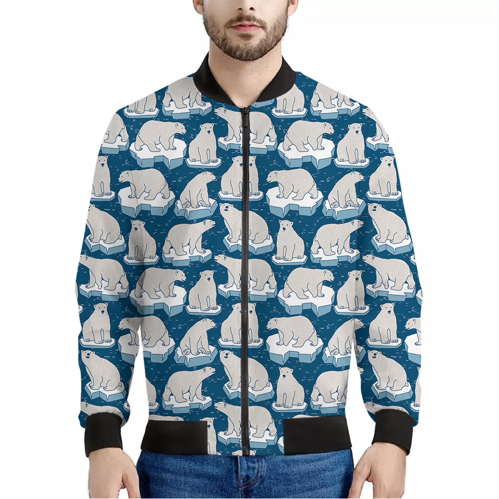 Polar Bear On Ice Pattern Print Men's Bomber Jacket