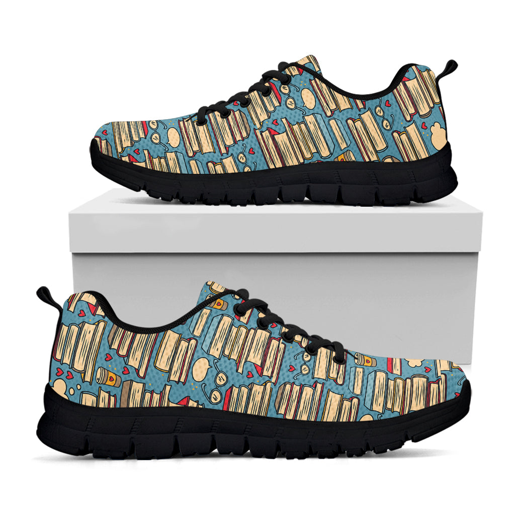 Pop Art Books Pattern Print Black Sneakers