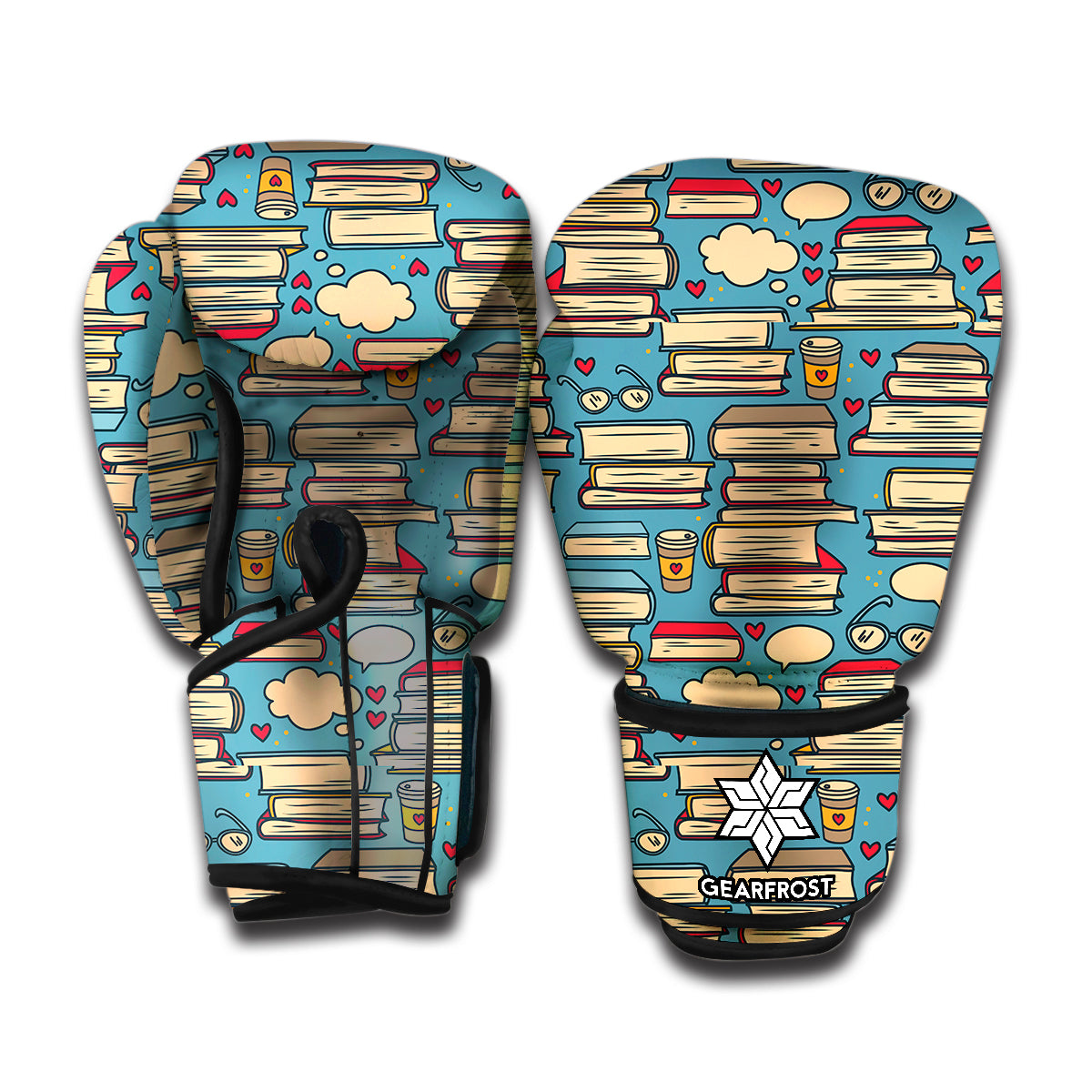 Pop Art Books Pattern Print Boxing Gloves