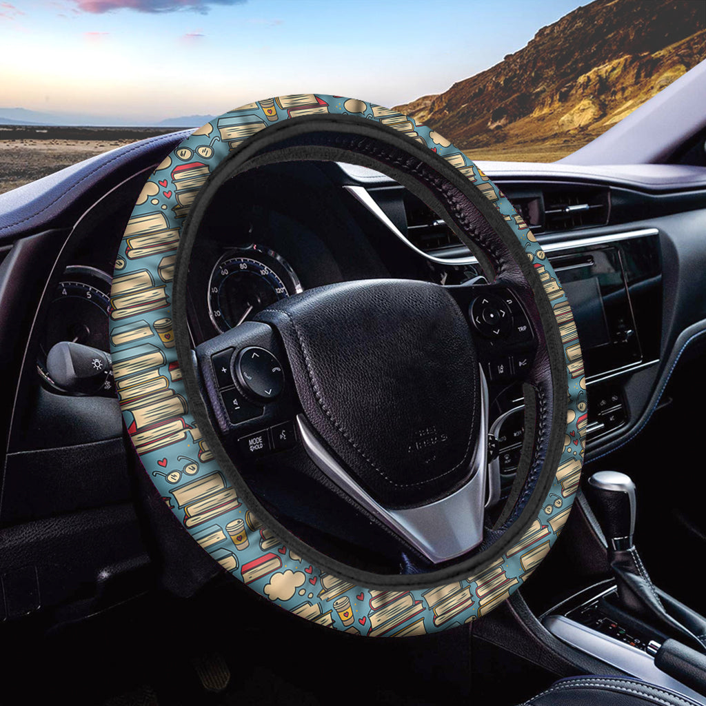 Pop Art Books Pattern Print Car Steering Wheel Cover