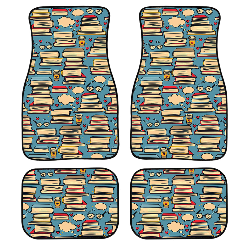 Pop Art Books Pattern Print Front and Back Car Floor Mats