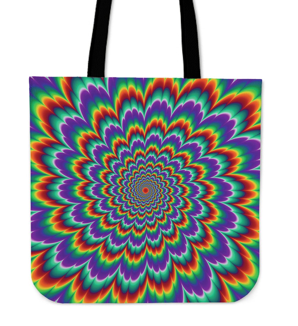 Psychedelic Expansion Optical Illusion Canvas Tote Bag