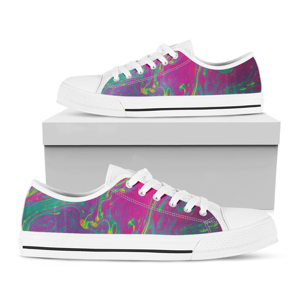 Psychedelic Formed Print White Low Top Shoes