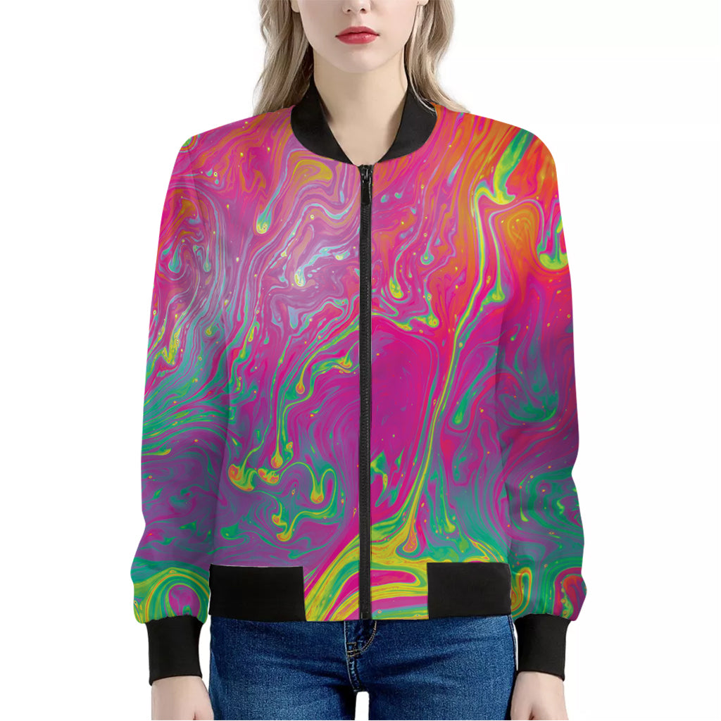 Psychedelic Formed Print Women's Bomber Jacket