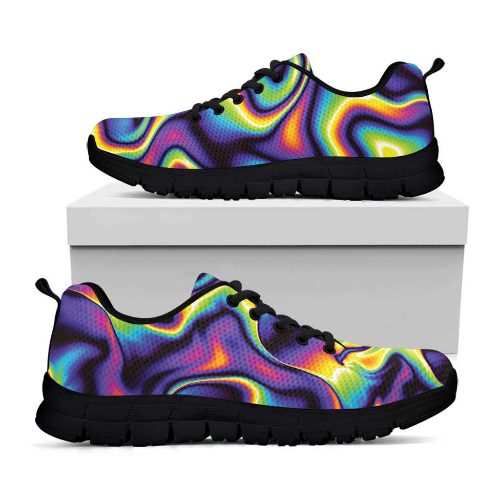 Psychedelic Wavy Print Black Sneakers