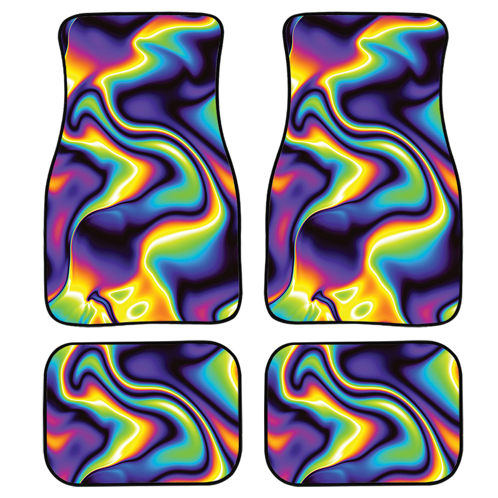 Psychedelic Wavy Print Front and Back Car Floor Mats