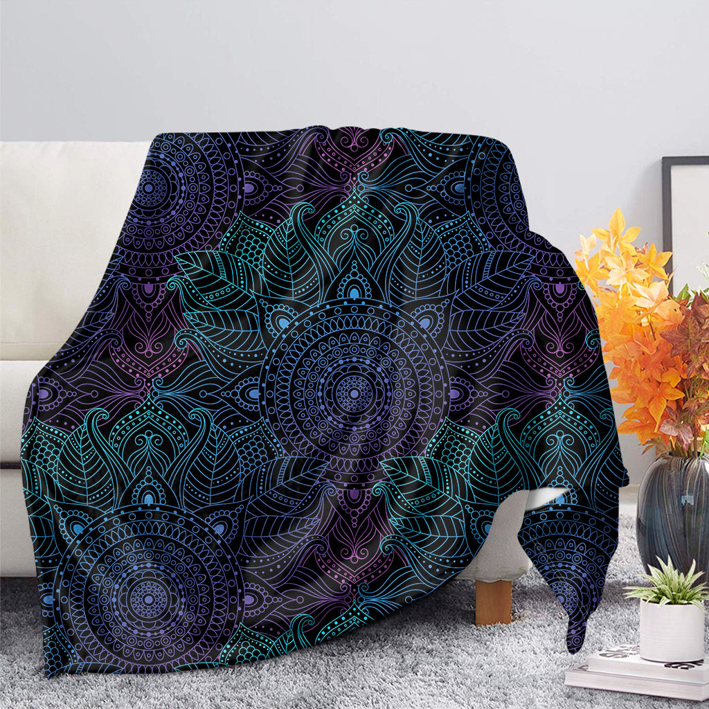 Purple And Teal Mandala Print Blanket