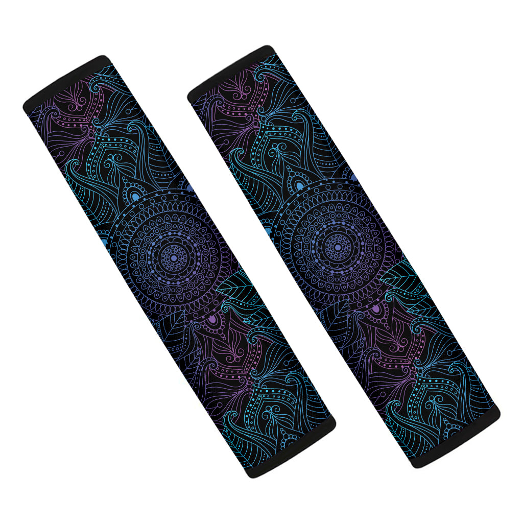 Purple And Teal Mandala Print Car Seat Belt Covers