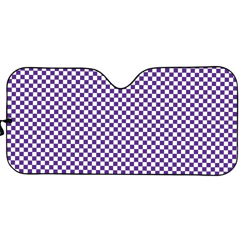 Purple And White Checkered Pattern Print Car Sun Shade