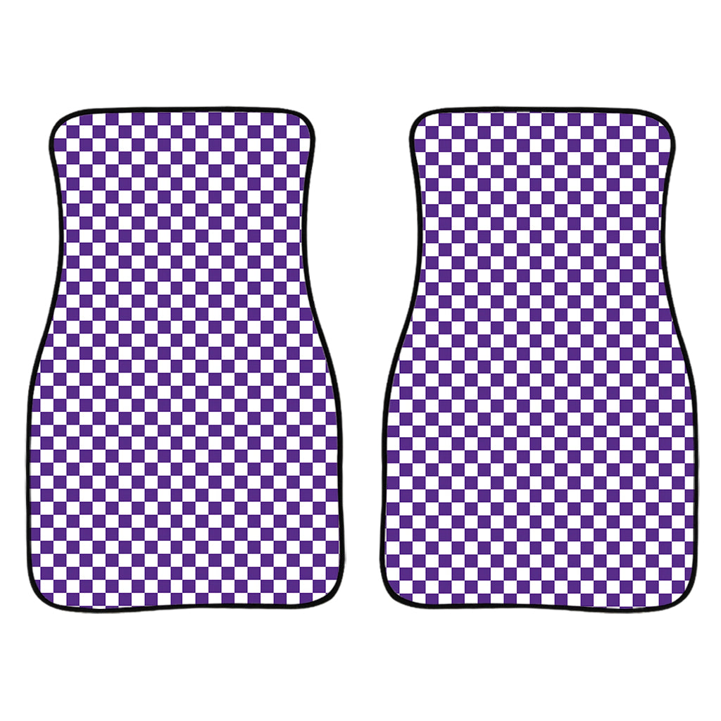 Purple And White Checkered Pattern Print Front Car Floor Mats