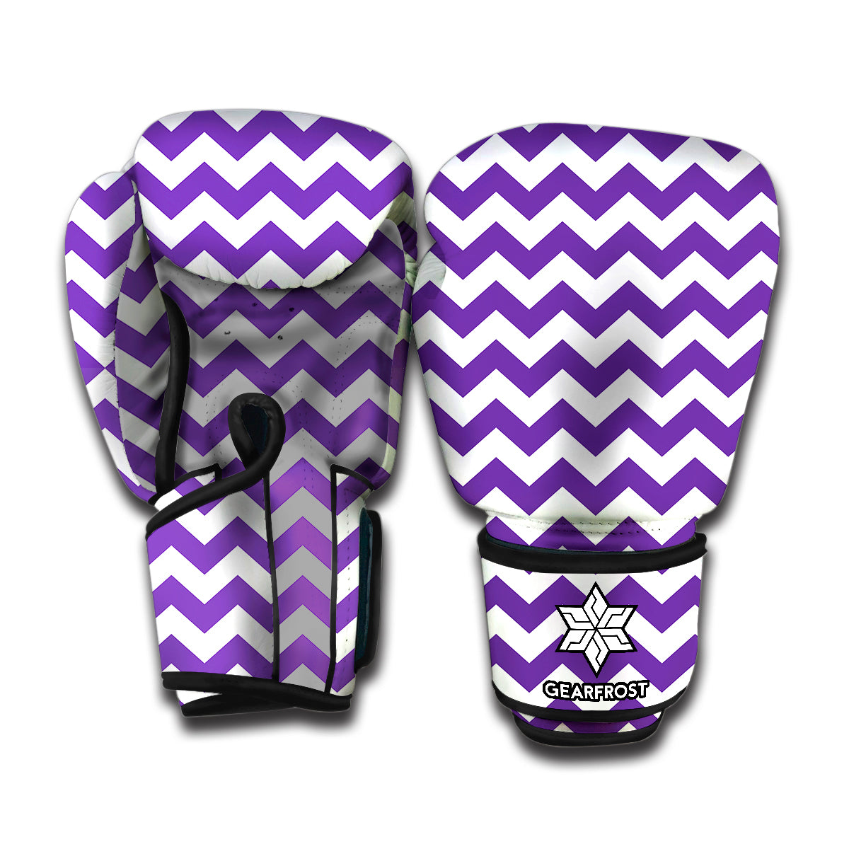 Purple And White Chevron Pattern Print Boxing Gloves