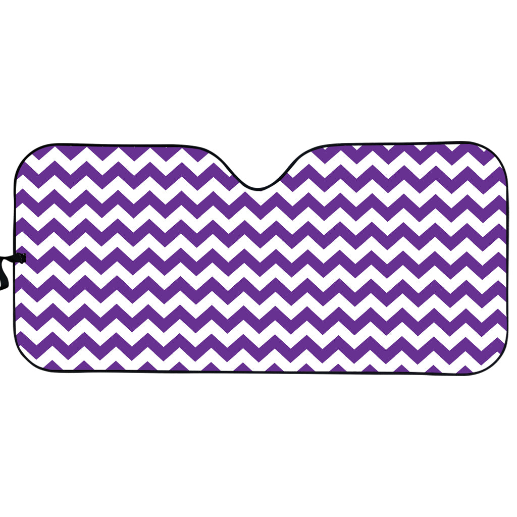 Purple And White Chevron Pattern Print Car Sun Shade